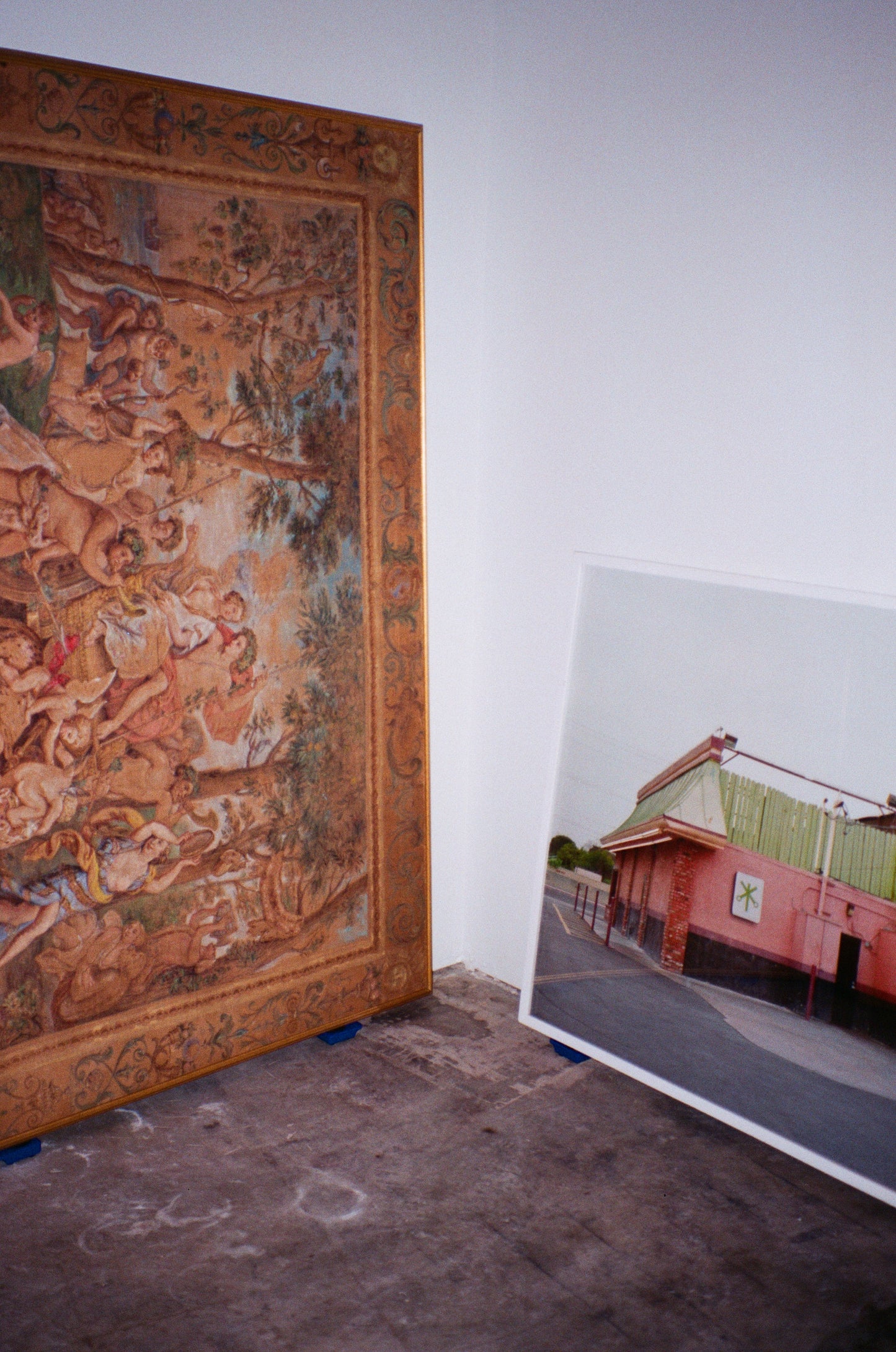19th Century Oil on Tapestry