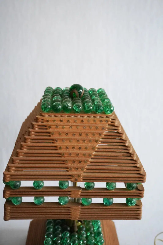 Popsicle Stick and Glass Beads Tramp Art Lamps, Pair Available