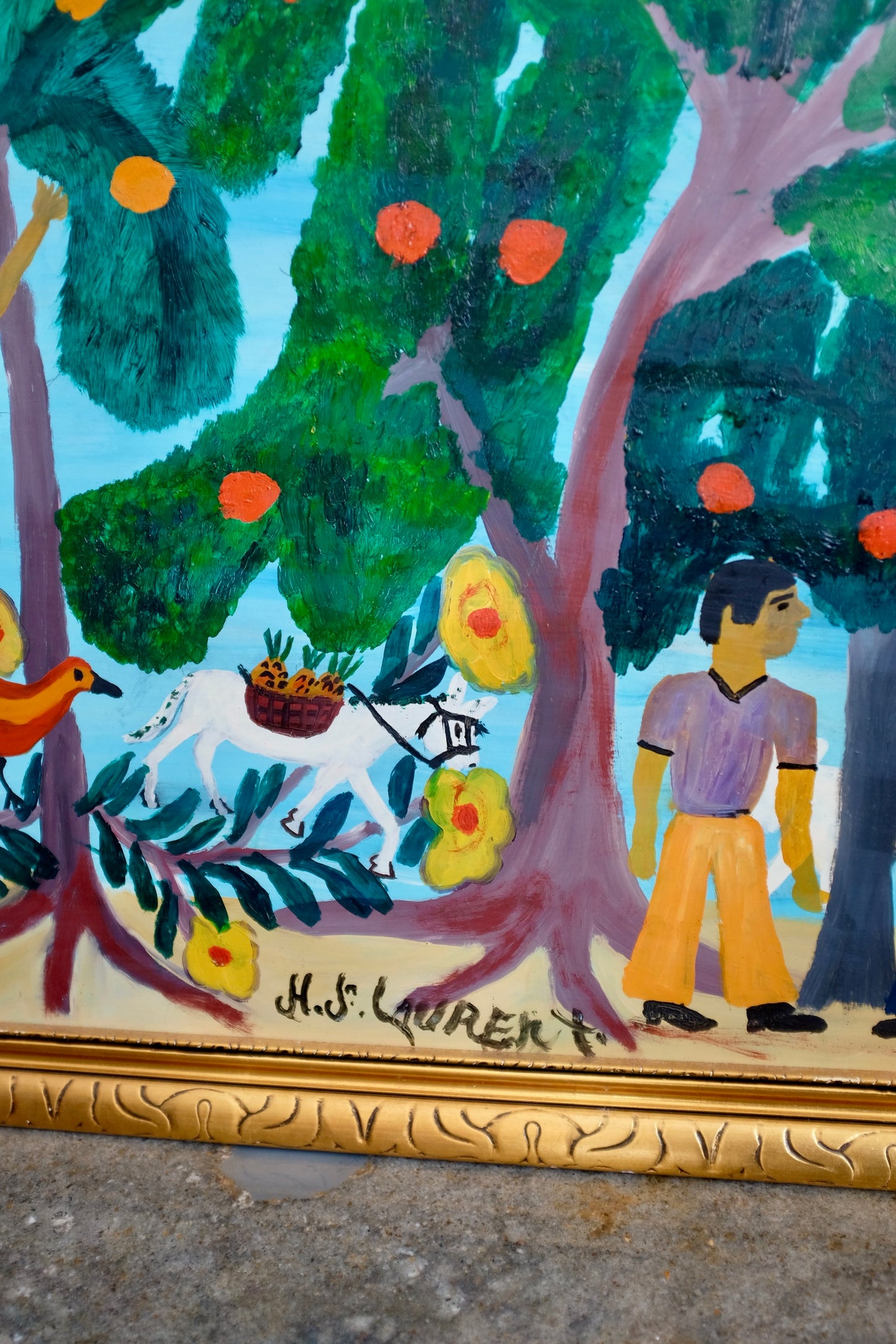 Haitian Painting of a Tropical Scene, Joseph Jean Laurent