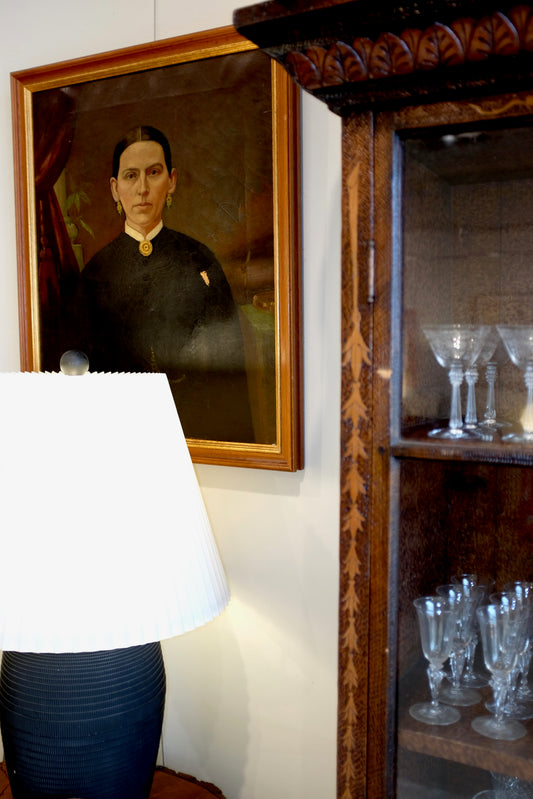 Framed Portrait of a Compelling Lady, 19th Century Folk Art