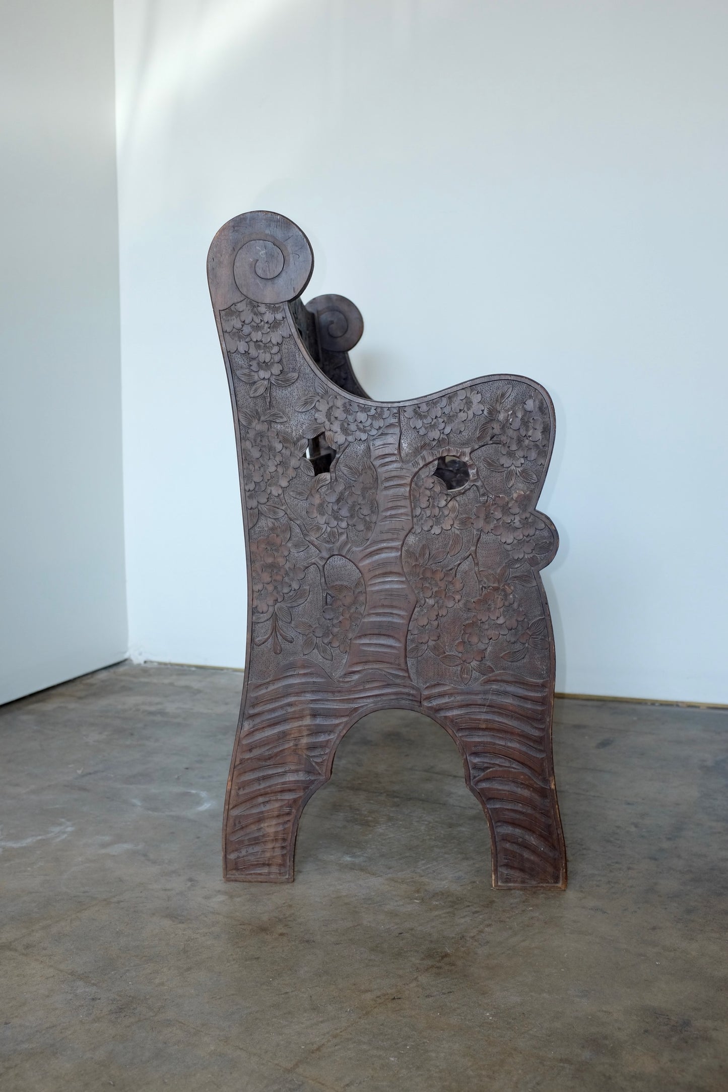 Cherry Blossom Carved Bench