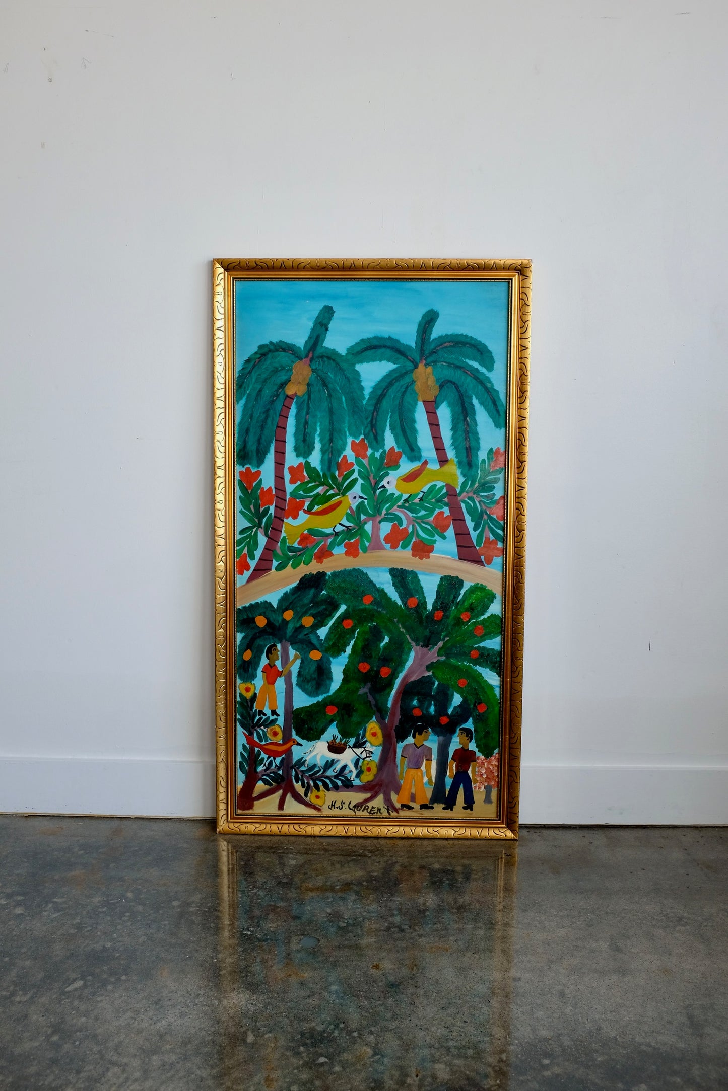 Haitian Painting of a Tropical Scene, Joseph Jean Laurent