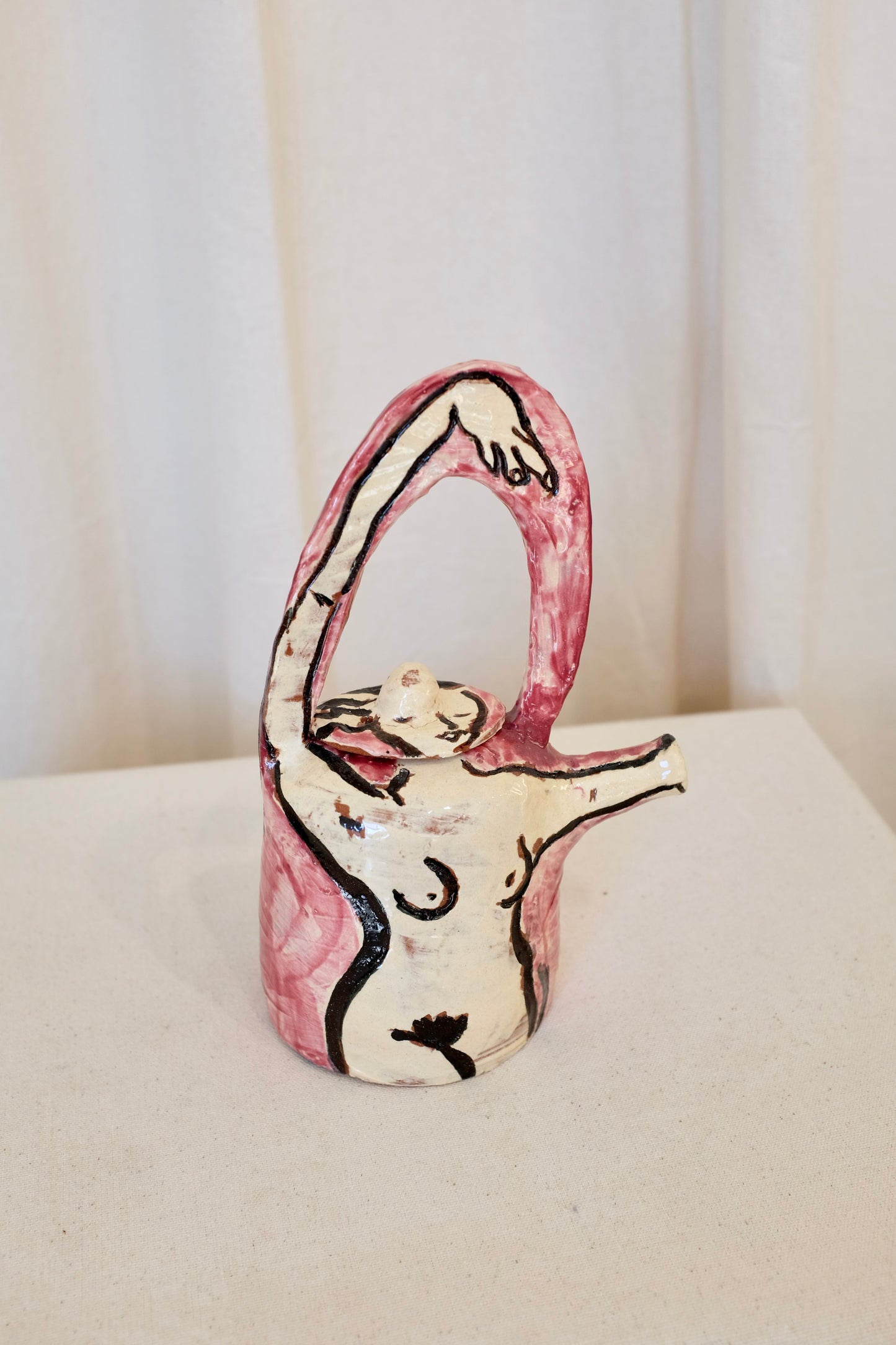 Art Pottery Teapot, Painted Lady