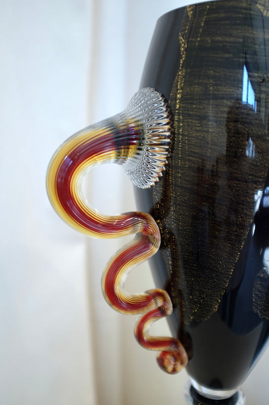 Art Glass Handled Urn, Chip Scarborogh