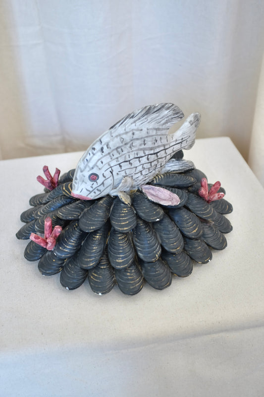 Ceramic Fish & Mussels Sculpture