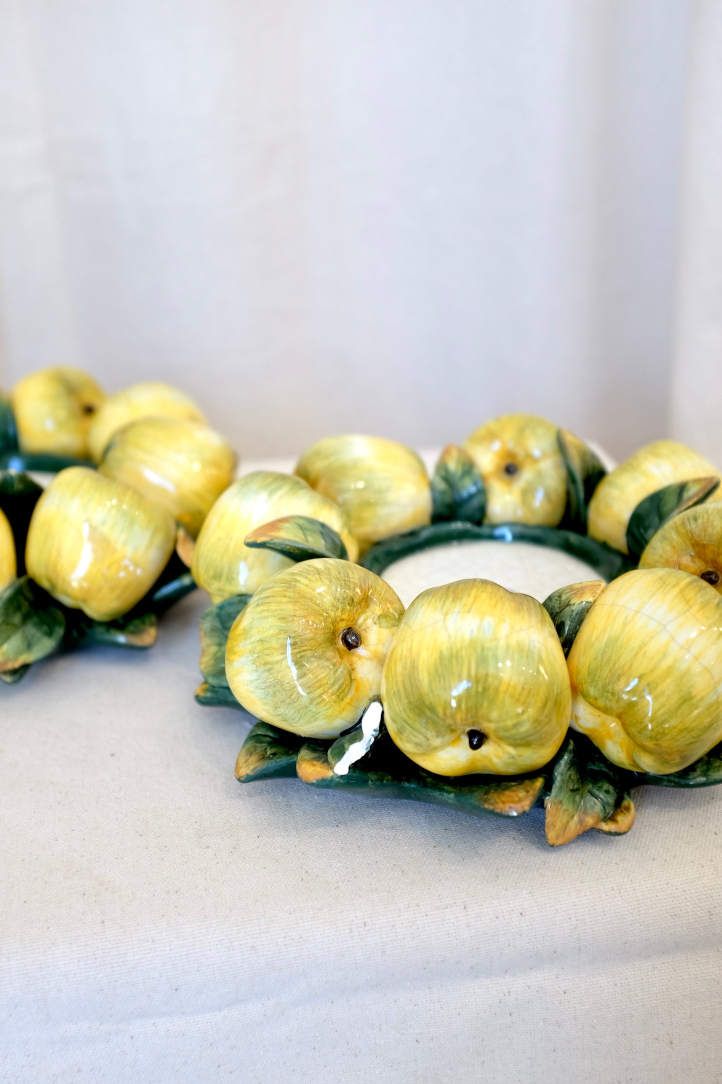 Pair Yellow Apple Candle Holders