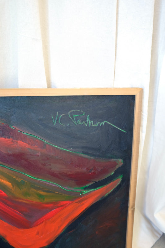 Framed Abstract Floral Painting, Virginia Parkum