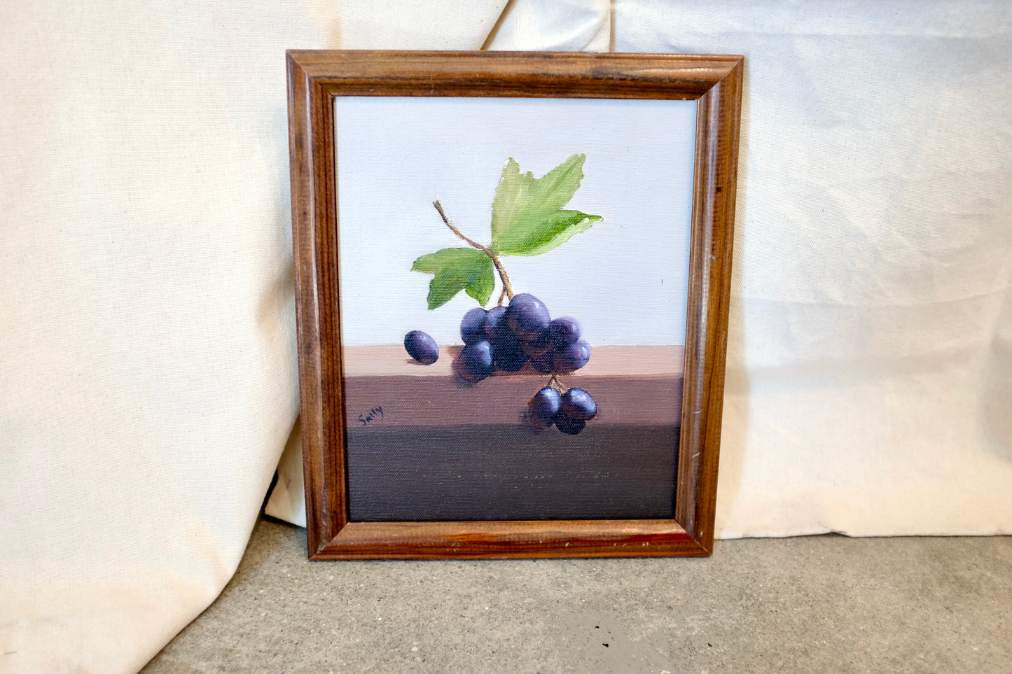 Small Still Life Painting of Grapes