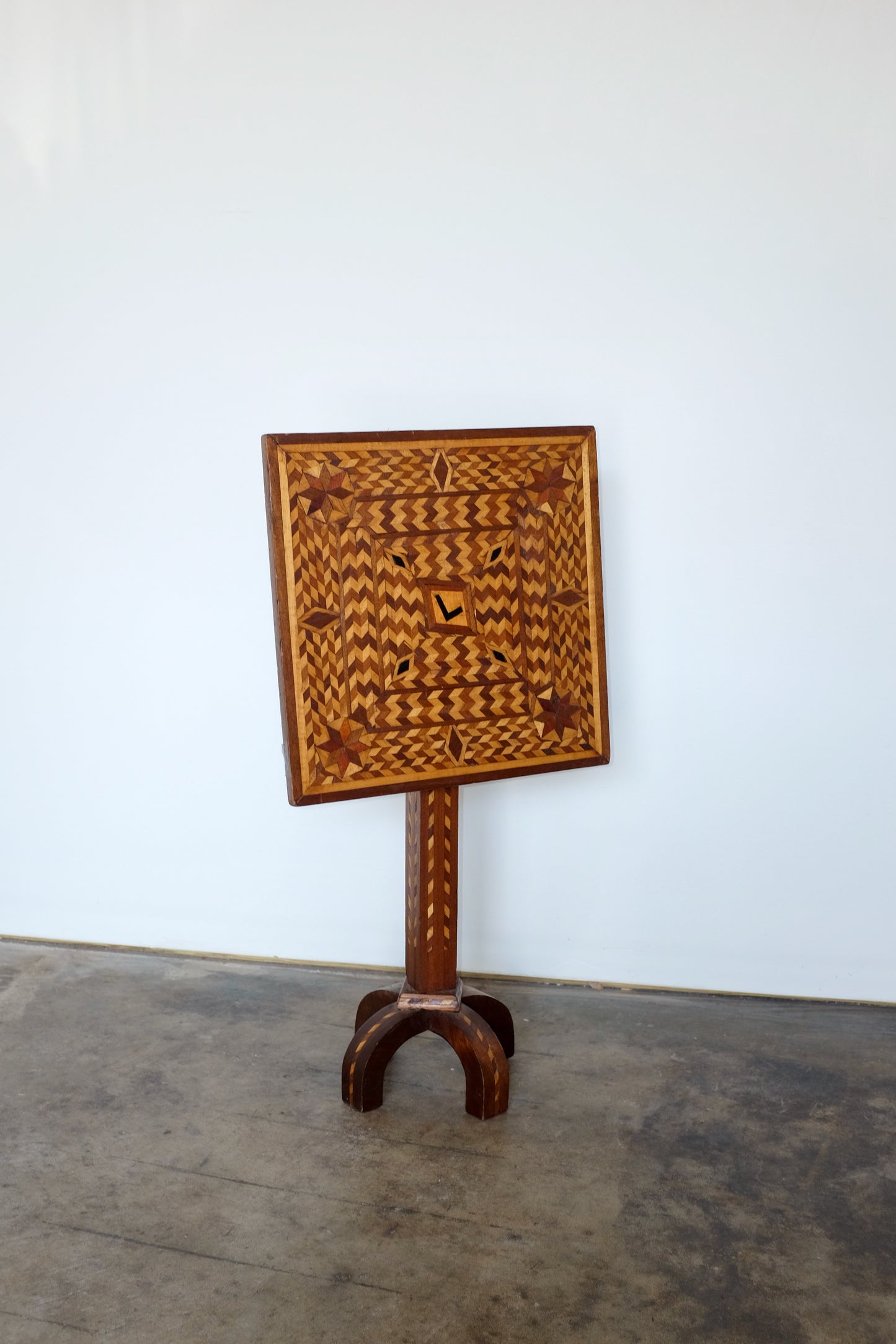 Marquetry Zig Zag Tilt Top Table