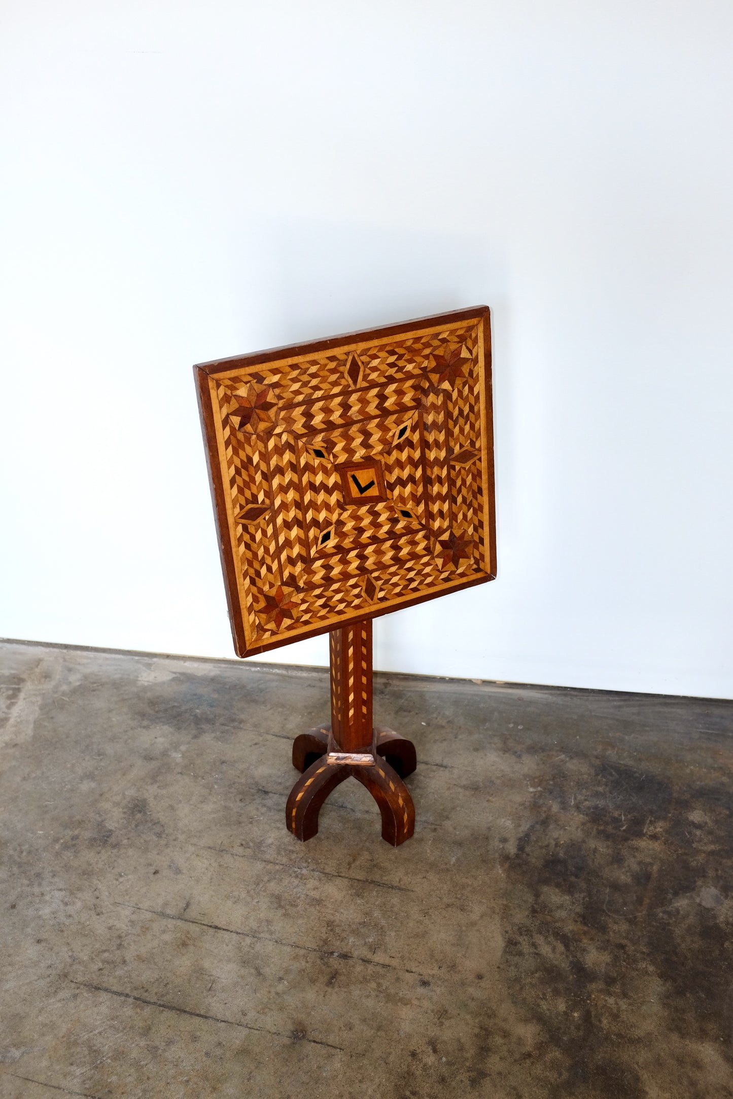 Marquetry Zig Zag Tilt Top Table