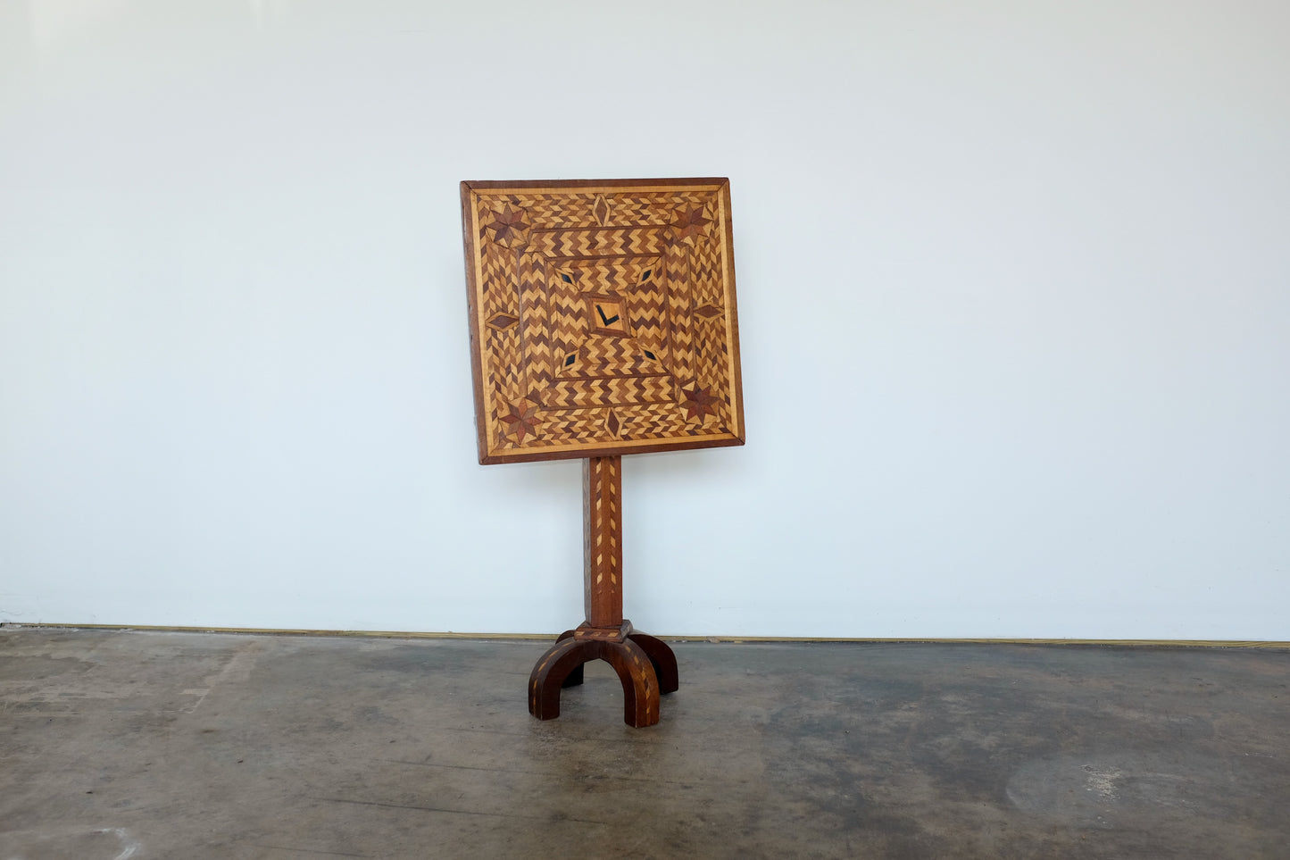 Marquetry Zig Zag Tilt Top Table