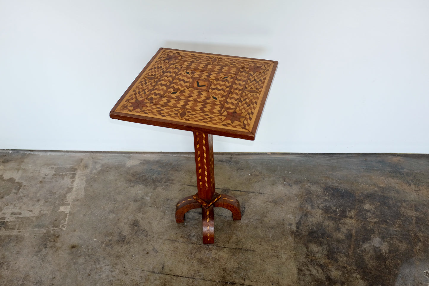 Marquetry Zig Zag Tilt Top Table