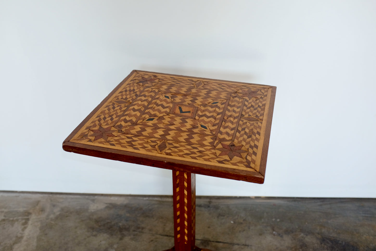 Marquetry Zig Zag Tilt Top Table