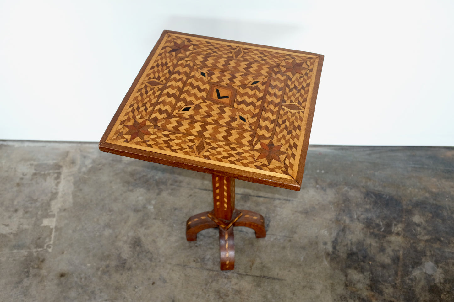 Marquetry Zig Zag Tilt Top Table
