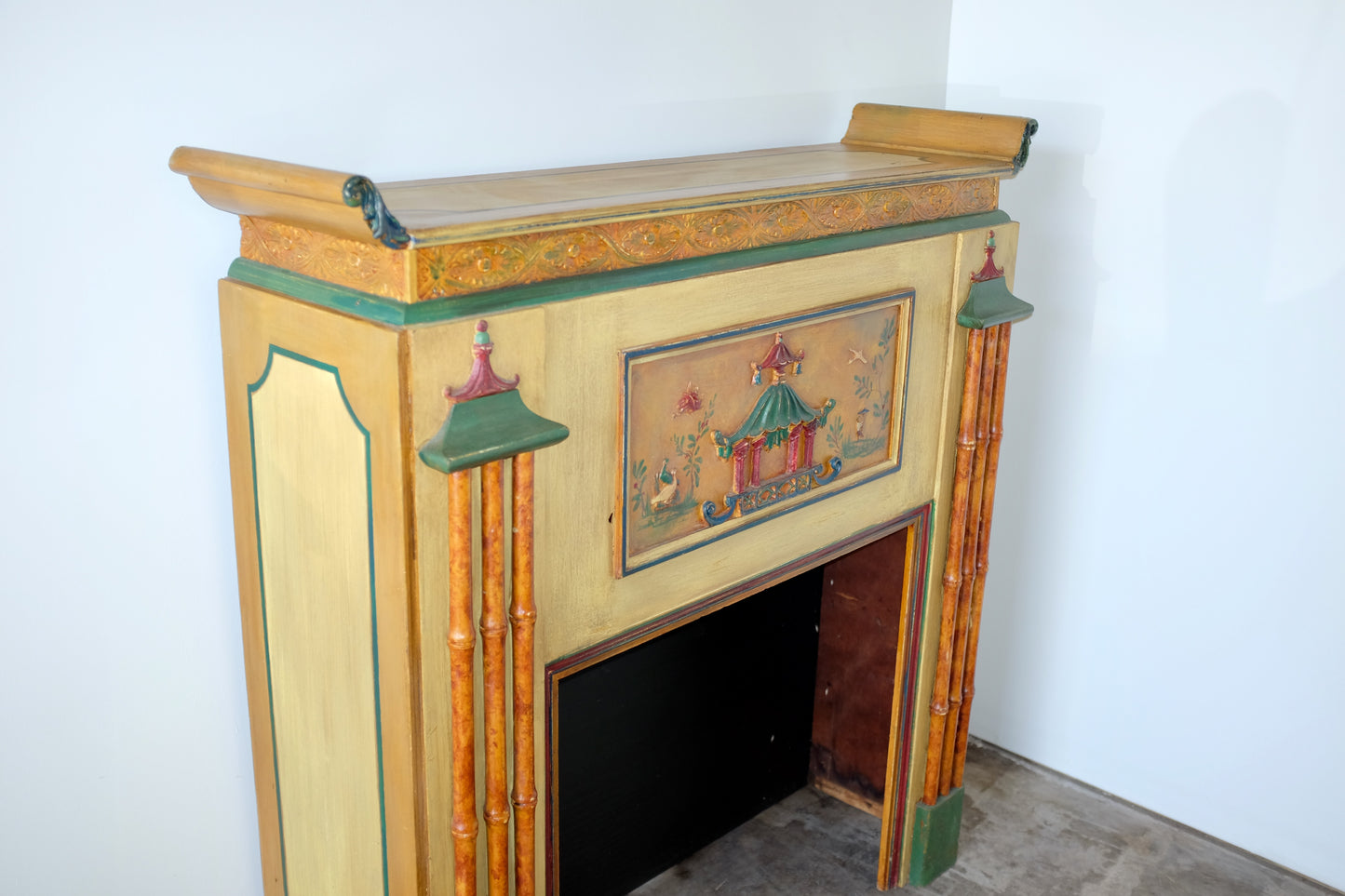 Chinoiserie Faux Fireplace Mantle