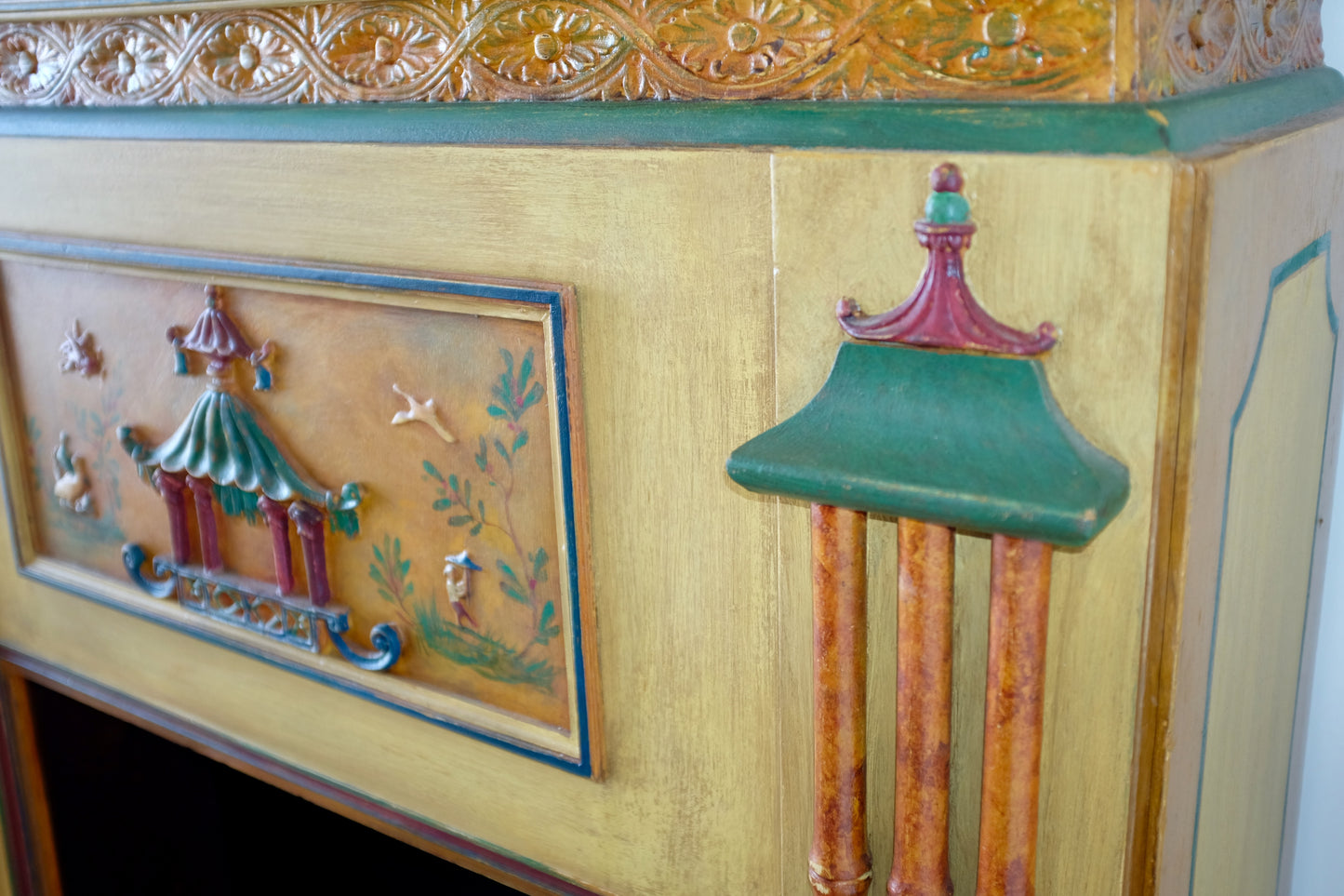 Chinoiserie Faux Fireplace Mantle