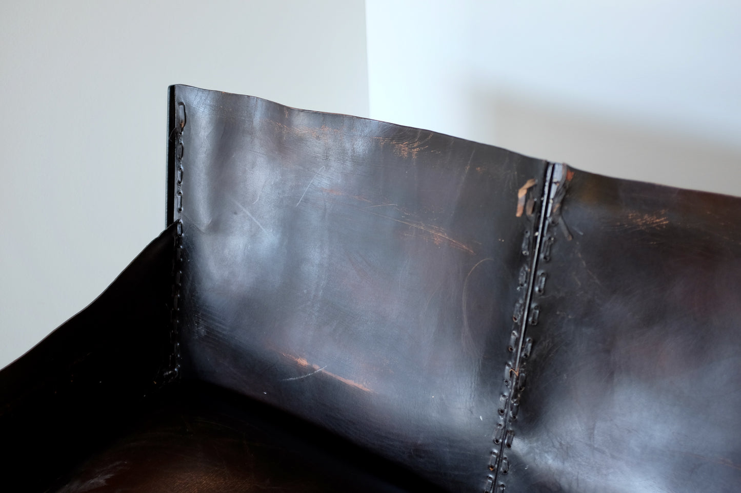 Jean Michel Frank Style Iron and Leather Sofa