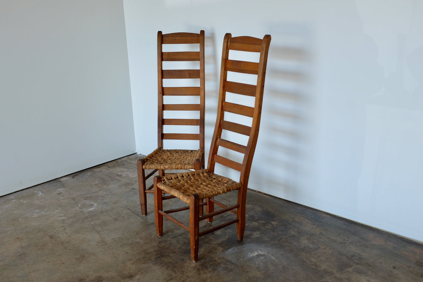 Hunter Family Rush Seat High Back Wood Chairs
