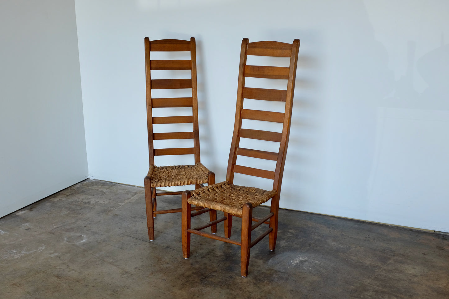 Hunter Family Rush Seat High Back Wood Chairs