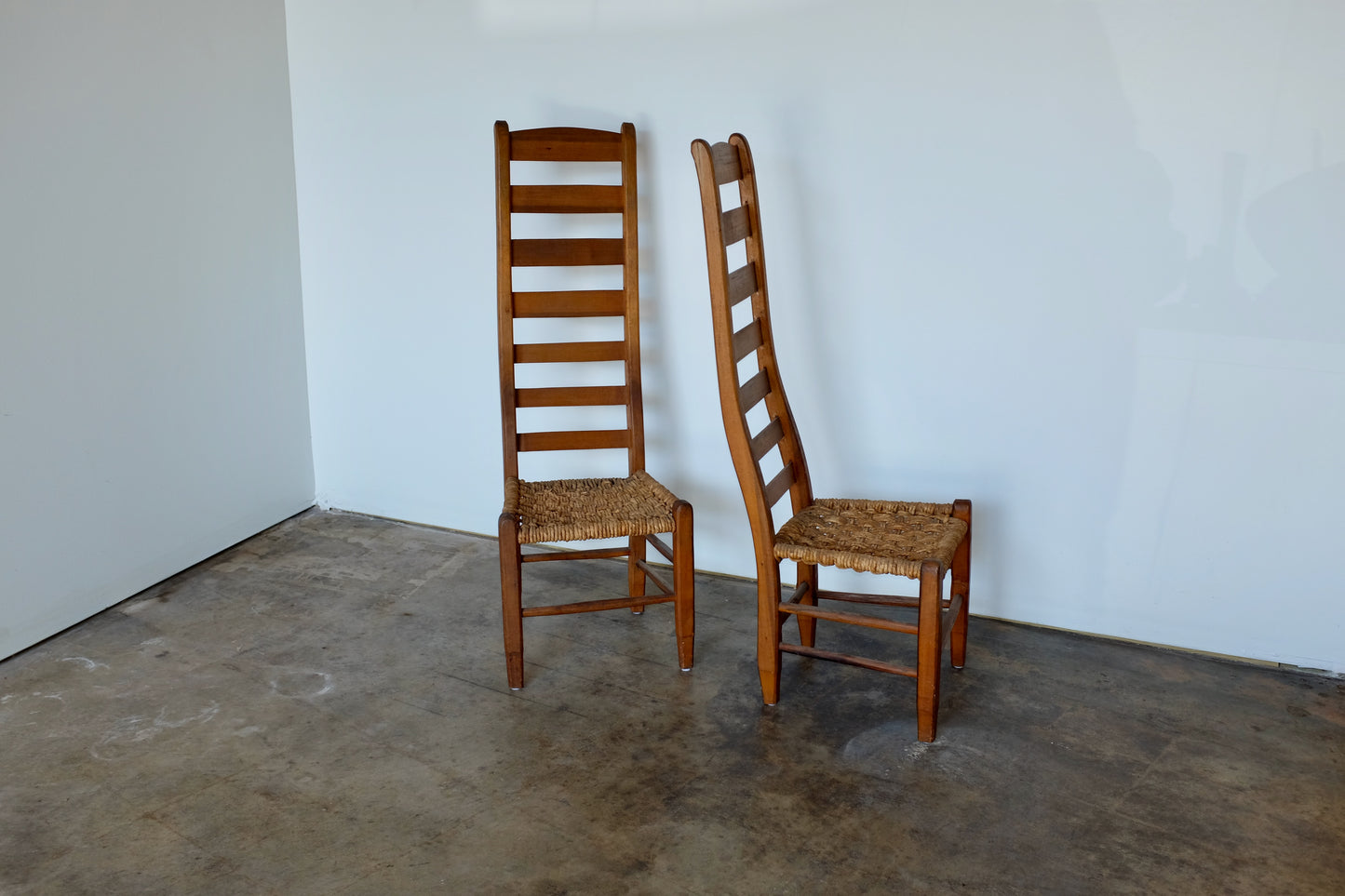Hunter Family Rush Seat High Back Wood Chairs