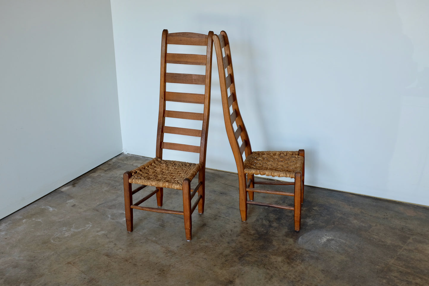 Hunter Family Rush Seat High Back Wood Chairs