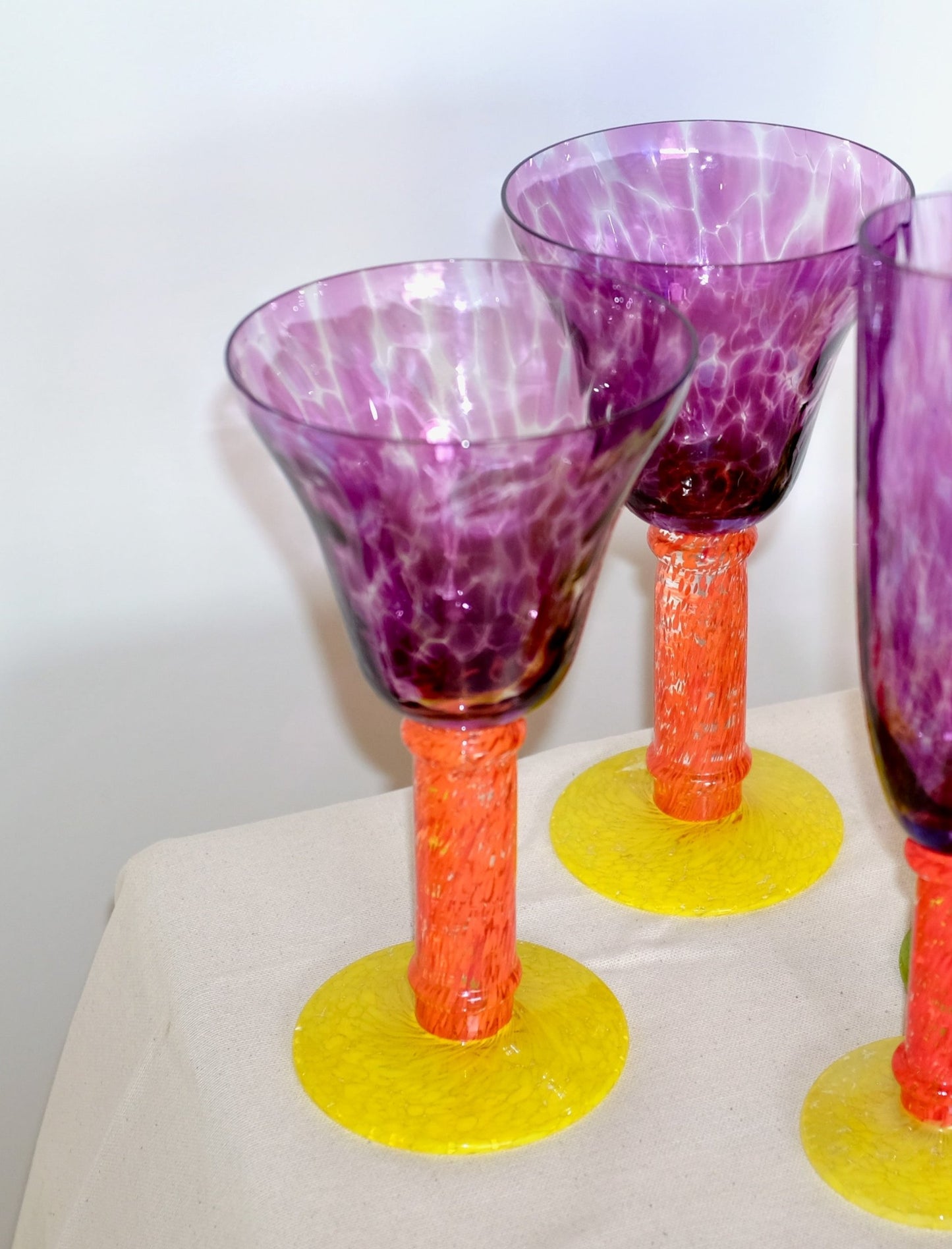 Mottled Multicolor Bohemian Wine Glasses Pair