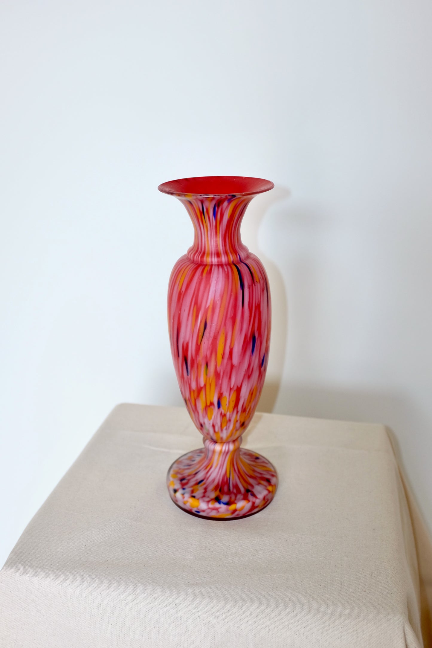 Red Art Glass Splatter Vase