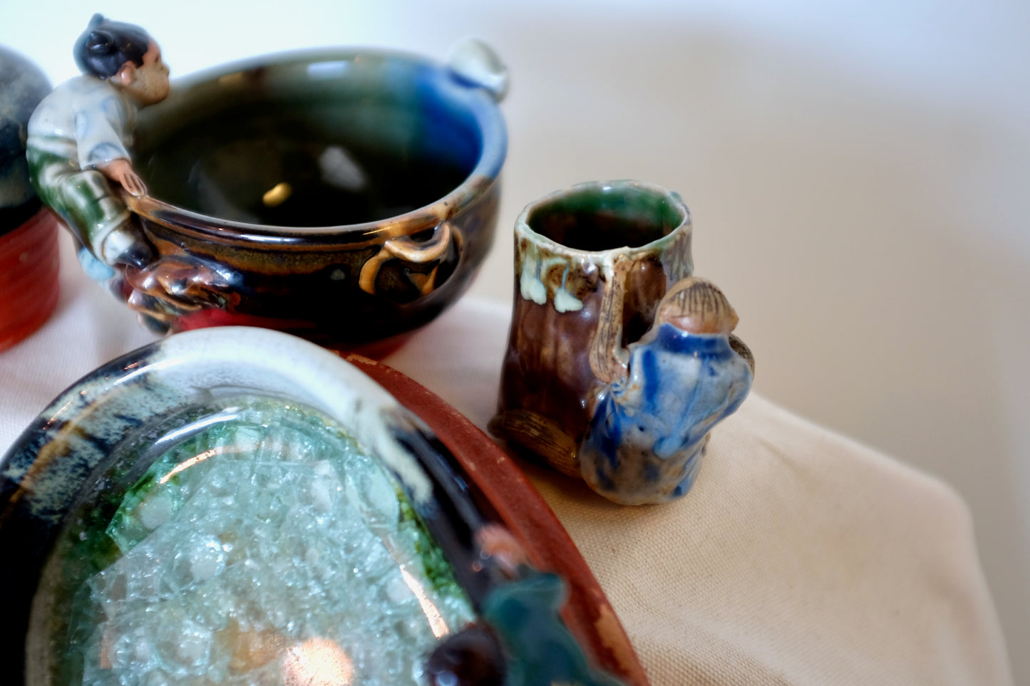 Japanese Sumida Pottery Dishes