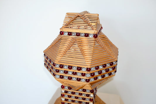 Popsicle Stick and Glass Beads Tramp Art Lamp