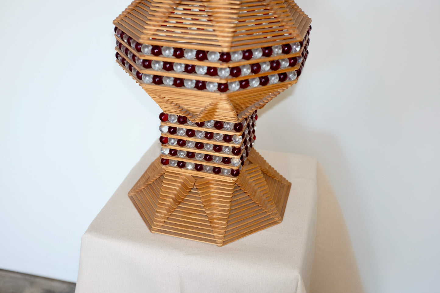 Popsicle Stick and Glass Beads Tramp Art Lamp