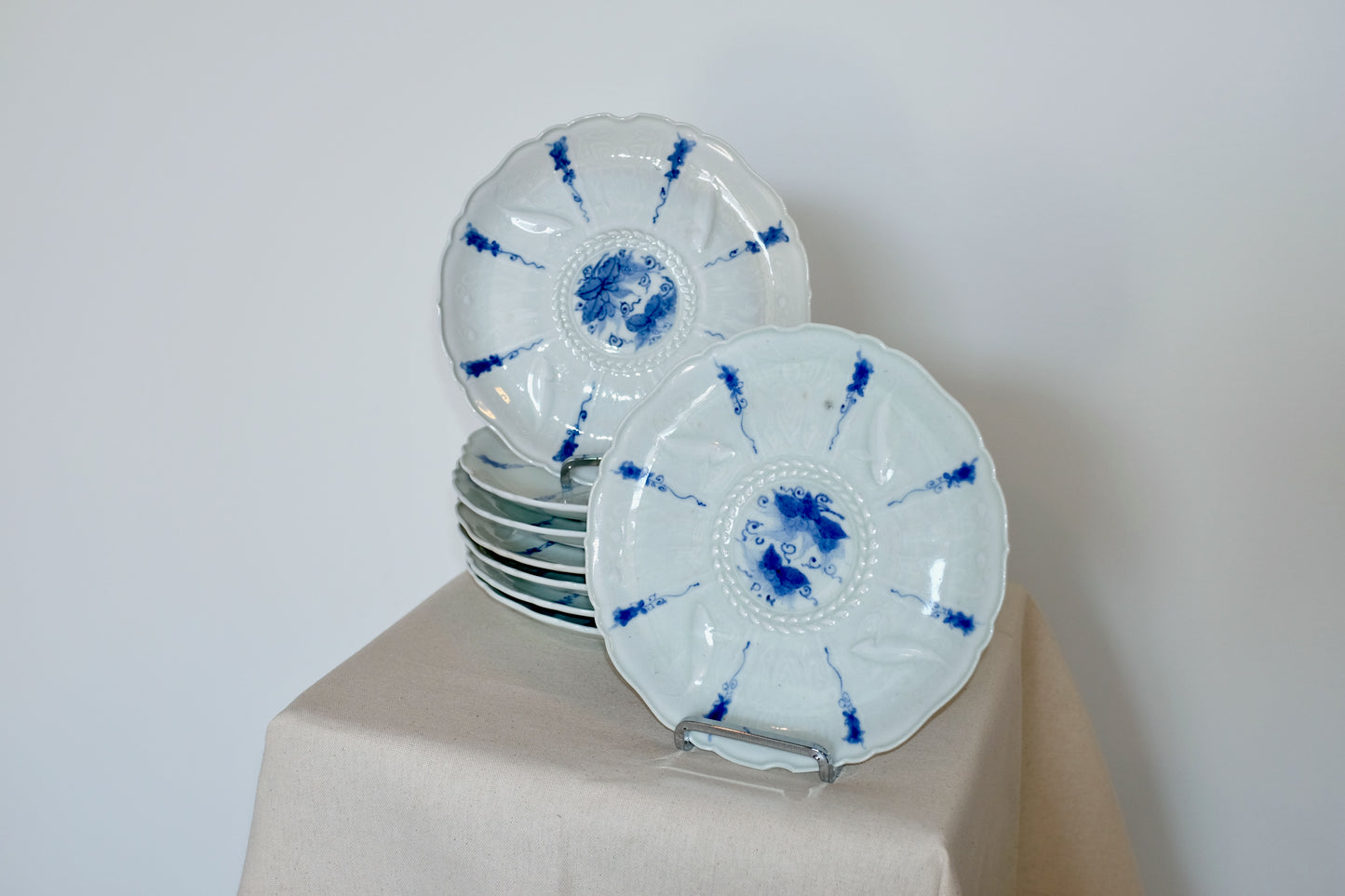 Set of 8 Antique Chinese Blue & White Porcelain Plates
