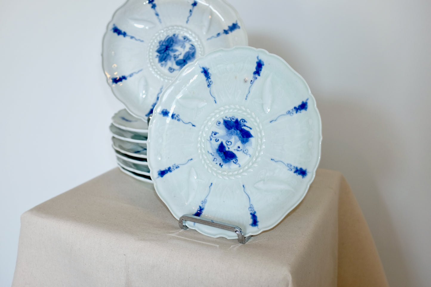 Set of 8 Antique Chinese Blue & White Porcelain Plates