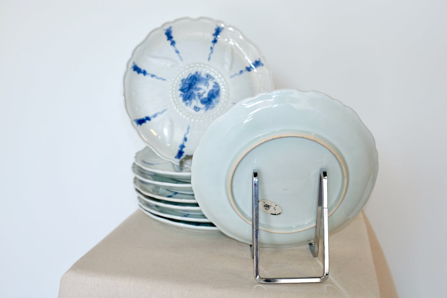 Set of 8 Antique Chinese Blue & White Porcelain Plates