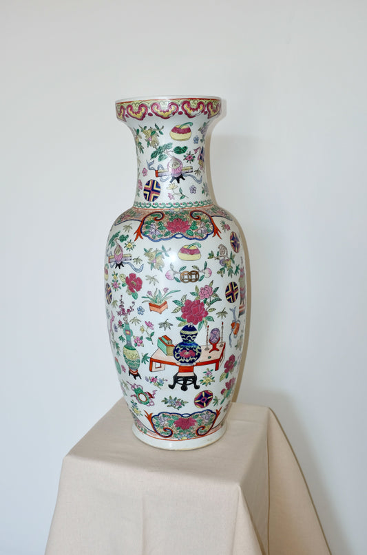 Chinese Famille Rose Floor Vase
