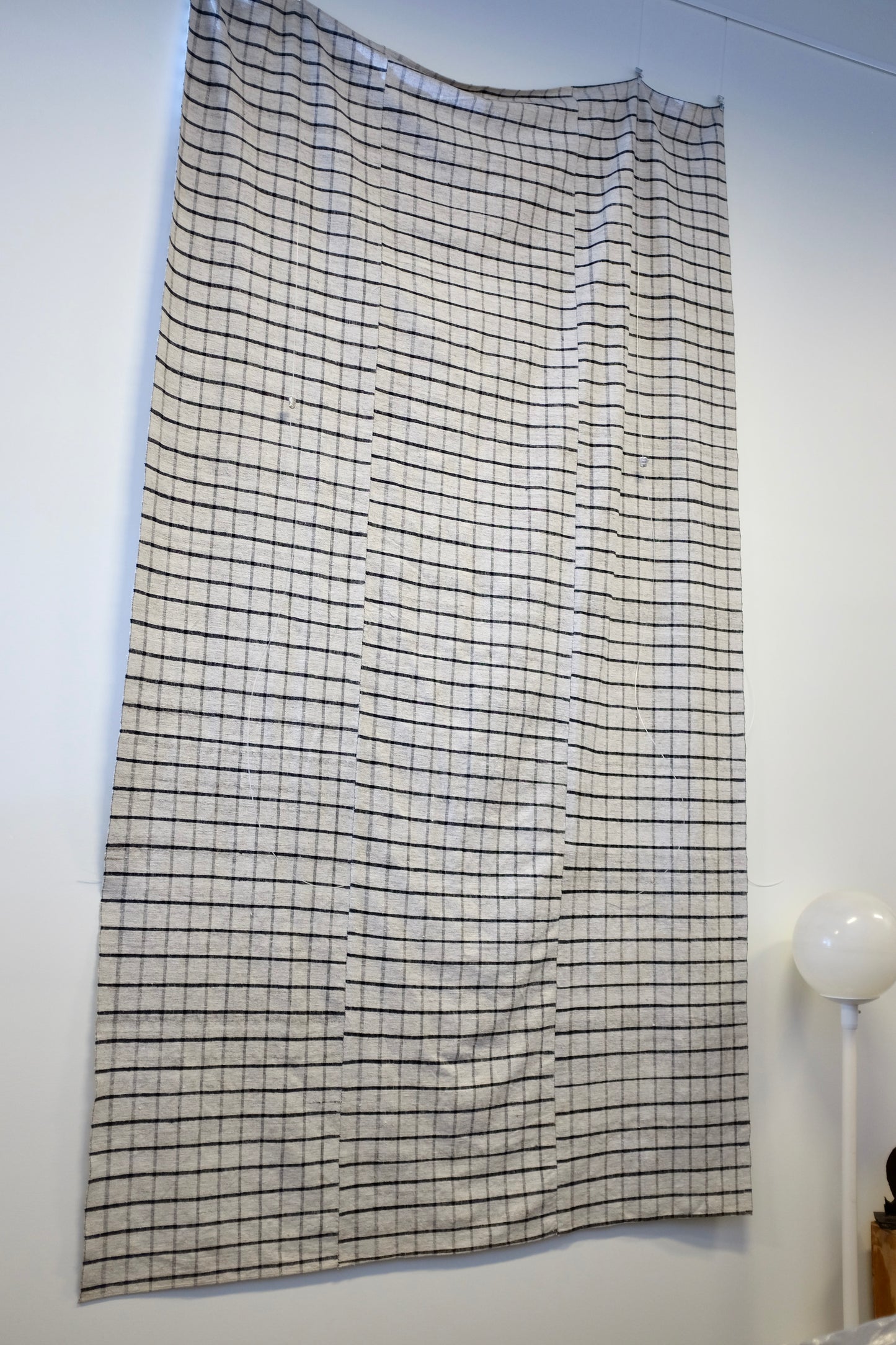 White and Blue Plaid Anatolian Kilim