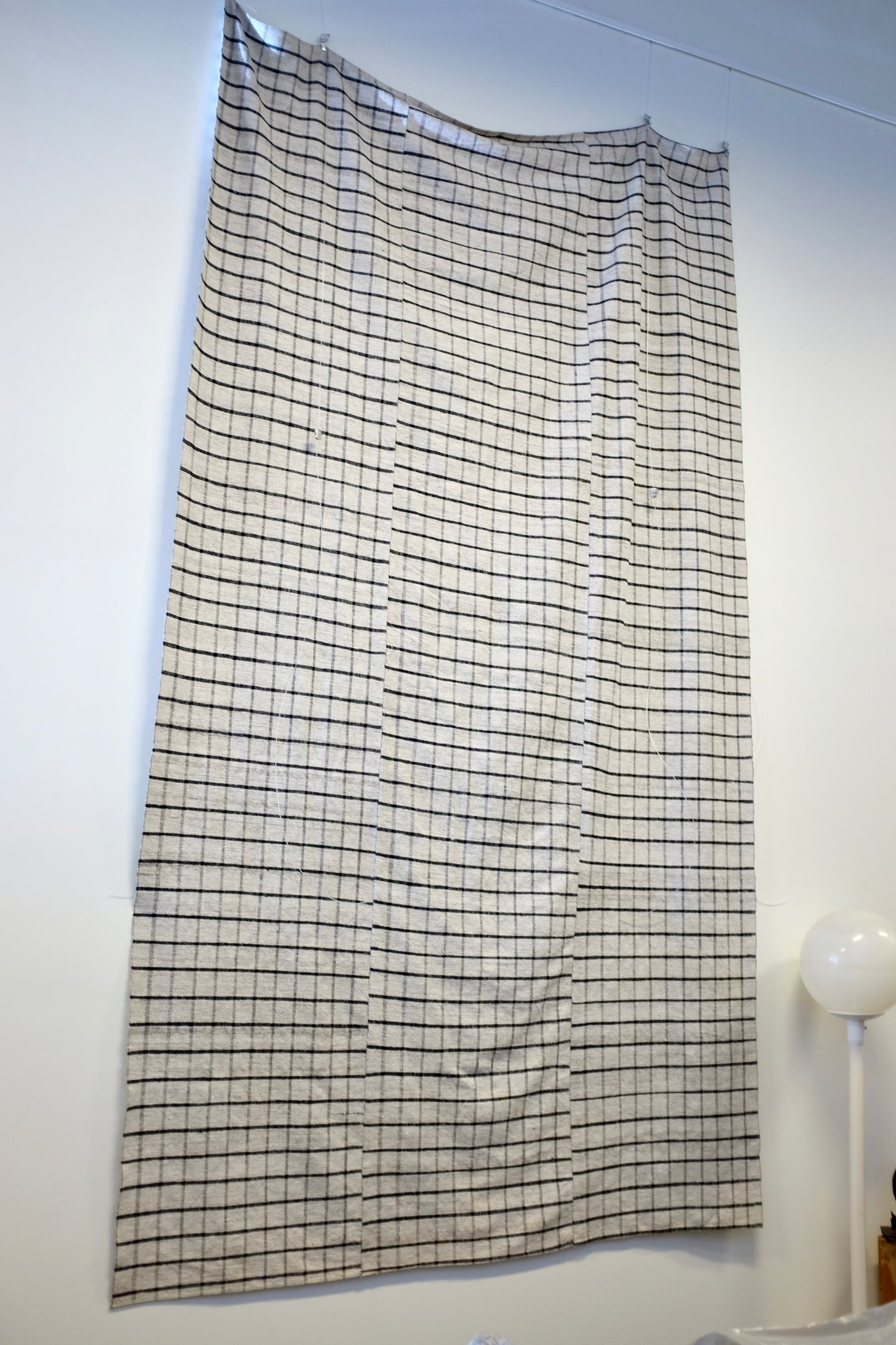 White and Blue Plaid Anatolian Kilim