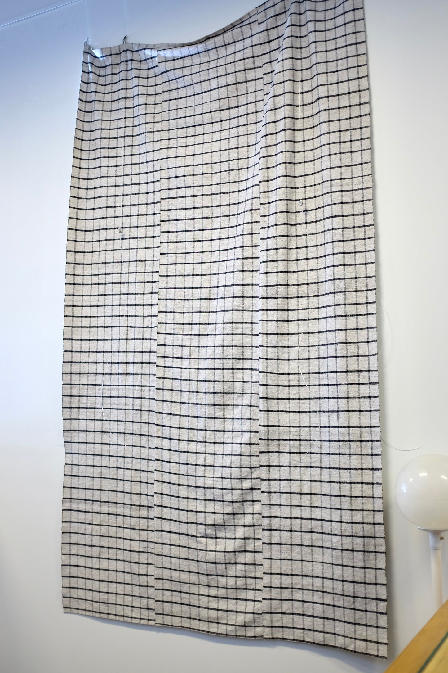 White and Blue Plaid Anatolian Kilim