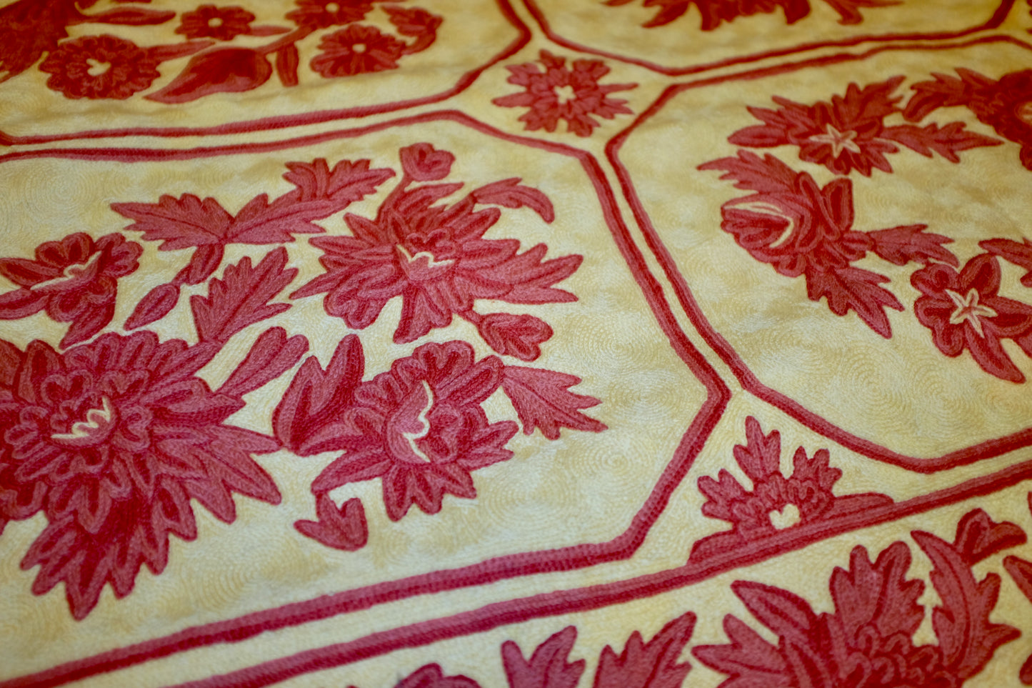 Red and Yellow Floral Needlework Rug 9'x6'