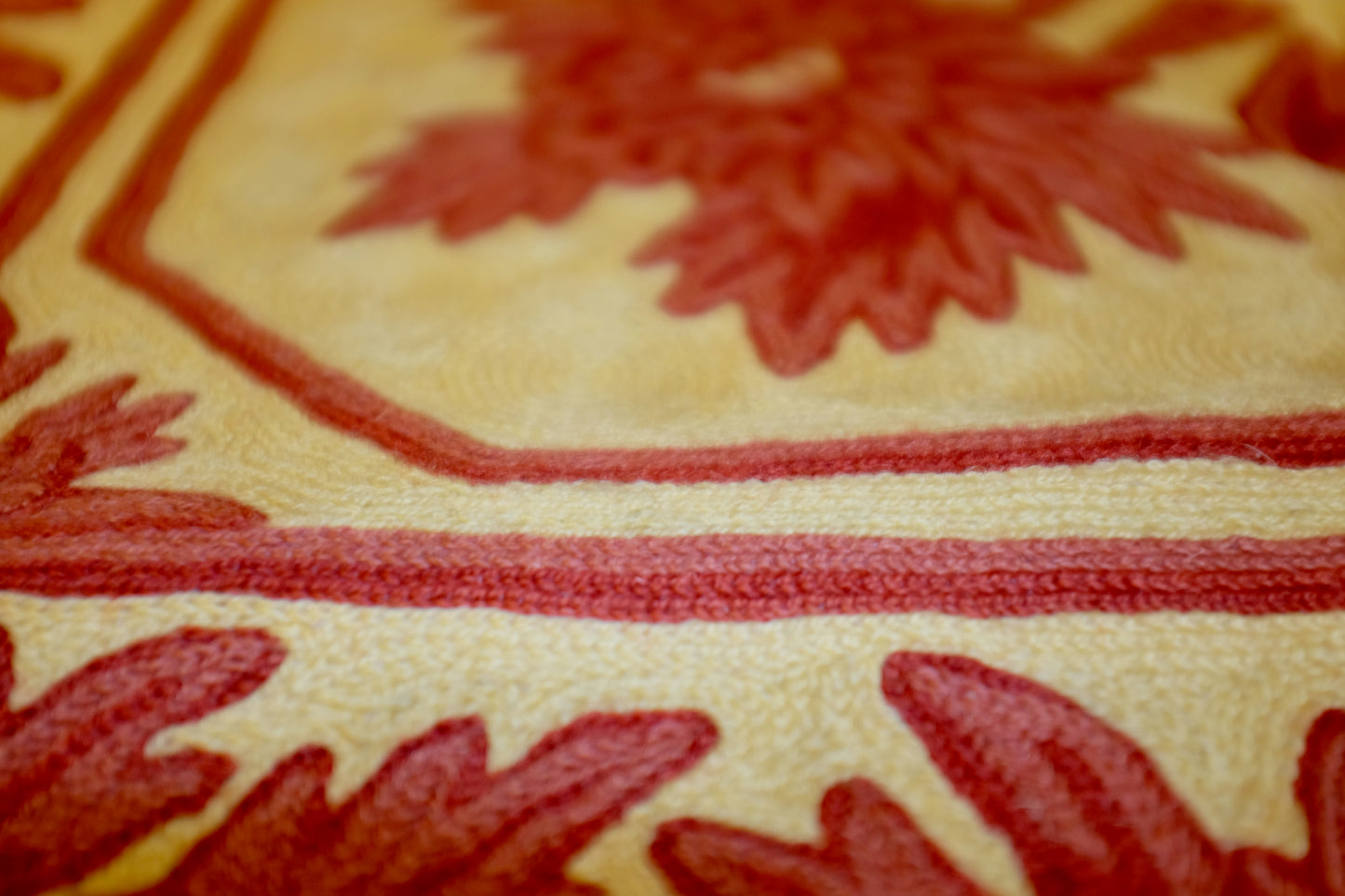 Red and Yellow Floral Needlework Rug 9'x6'