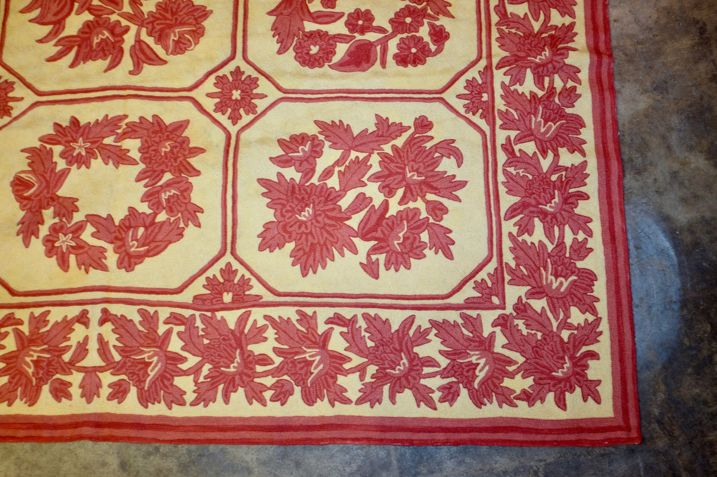 Red and Yellow Floral Needlework Rug 9'x6'