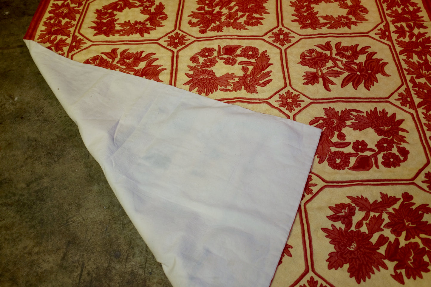 Red and Yellow Floral Needlework Rug 9'x6'
