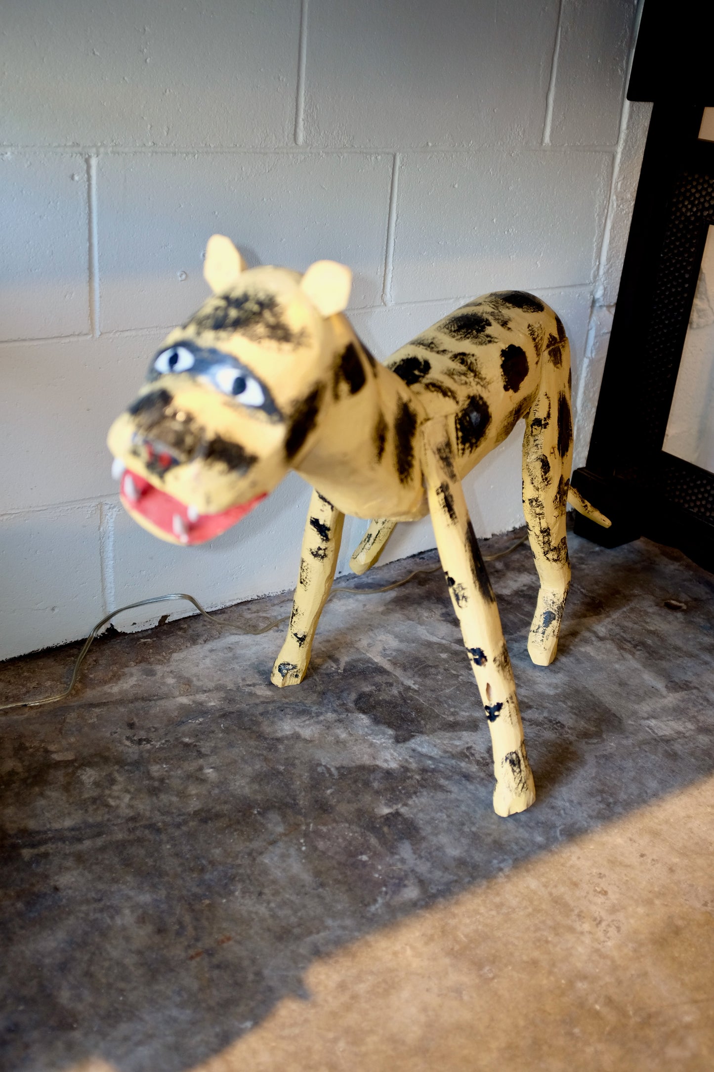Cheetah Carved Wood Folk Art Sculpture, Jeff Williams
