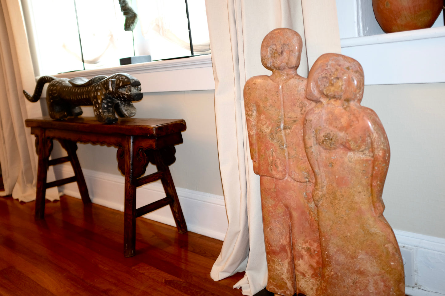 Friends, Large Marble Sculpture on Stand, Gene Adcock