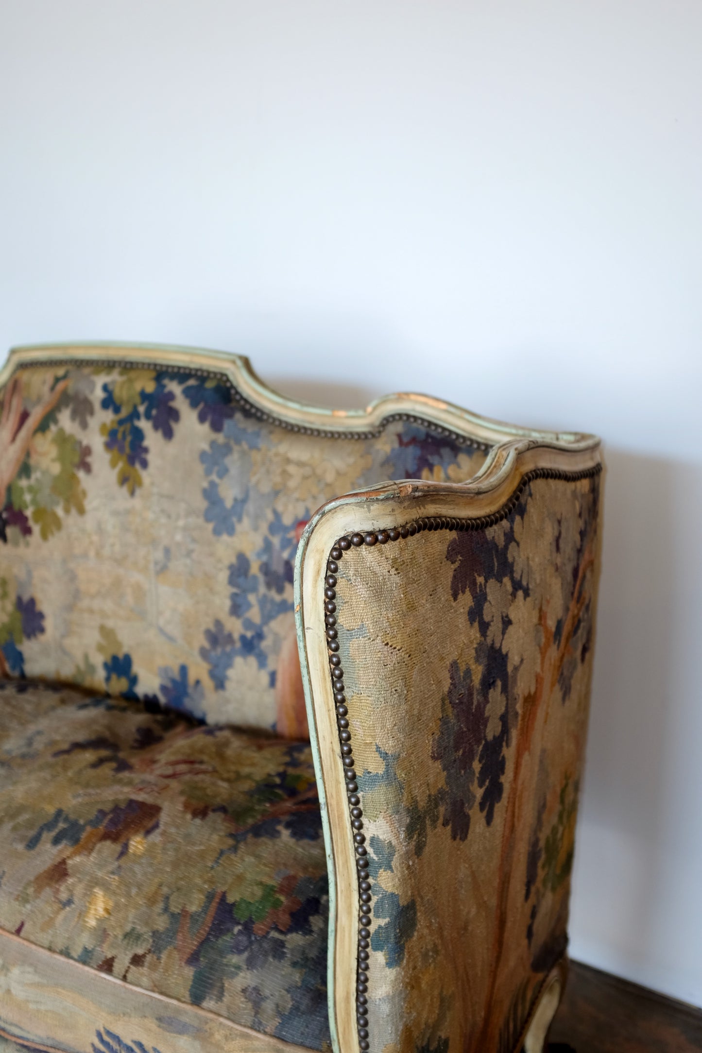 Antique Tapestry-covered Louis XV French High-back Settee