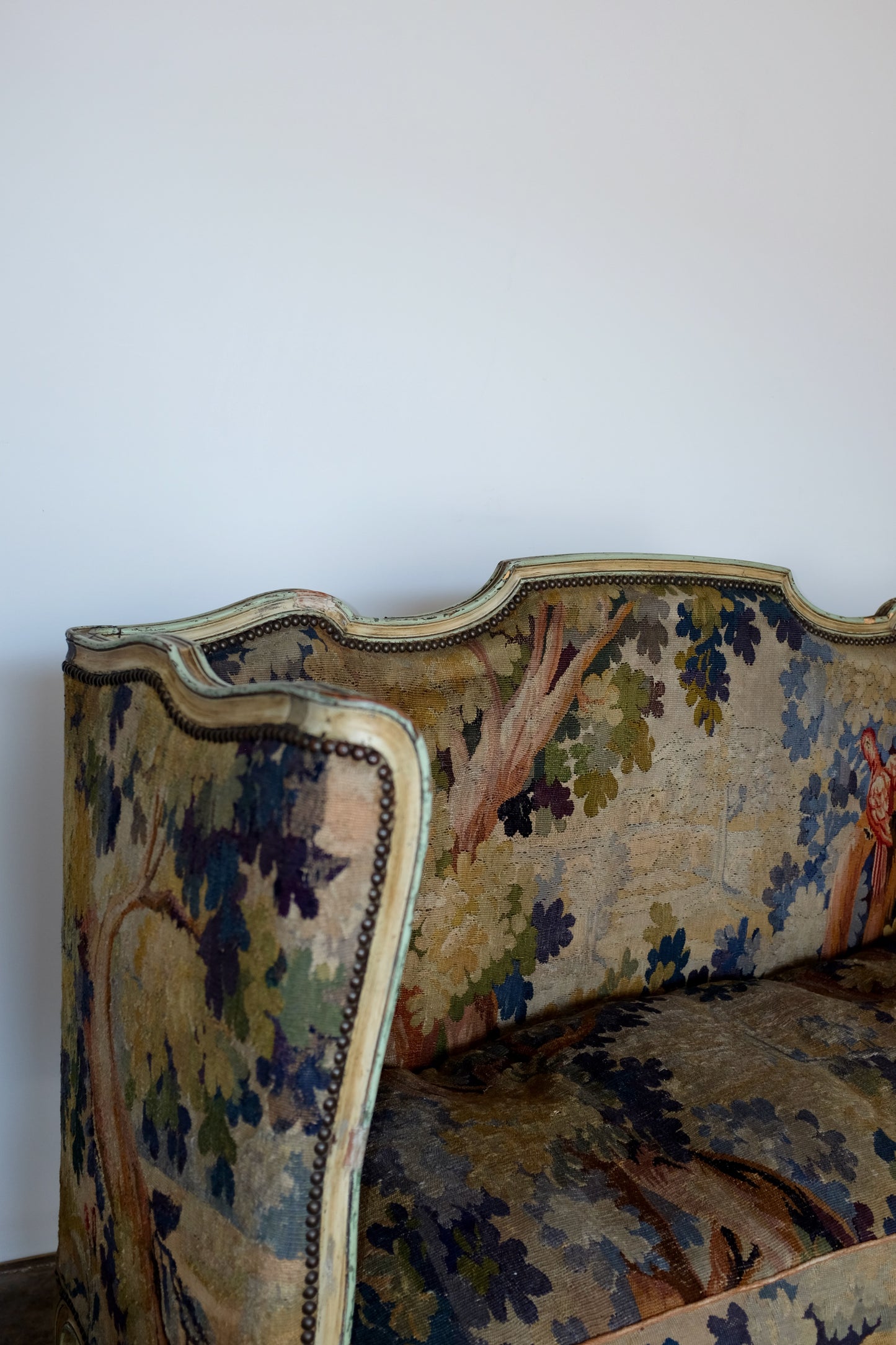 Antique Tapestry-covered Louis XV French High-back Settee