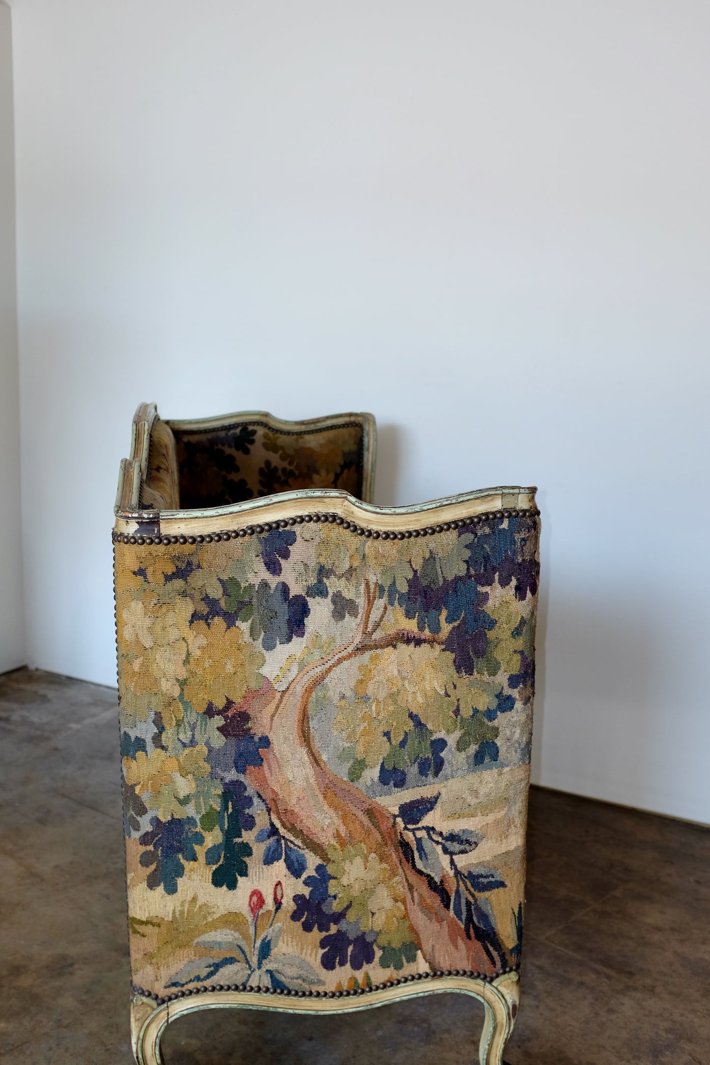 Antique Tapestry-covered Louis XV French High-back Settee