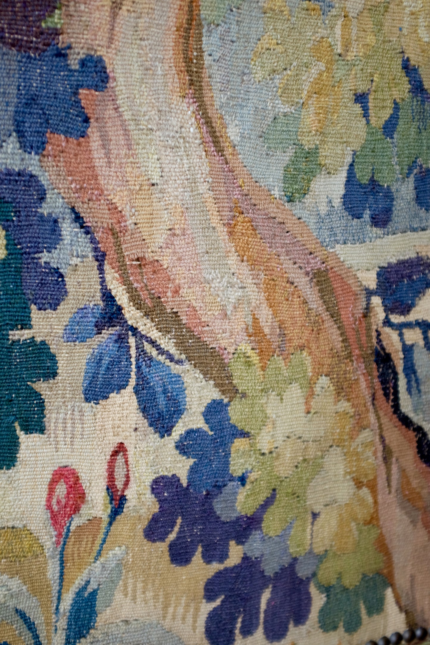 Antique Tapestry-covered Louis XV French High-back Settee