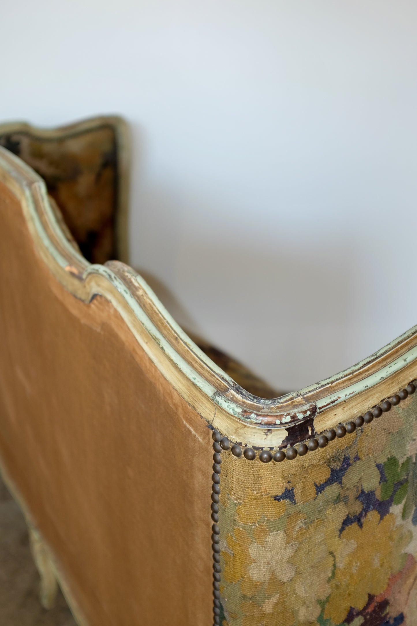 Antique Tapestry-covered Louis XV French High-back Settee