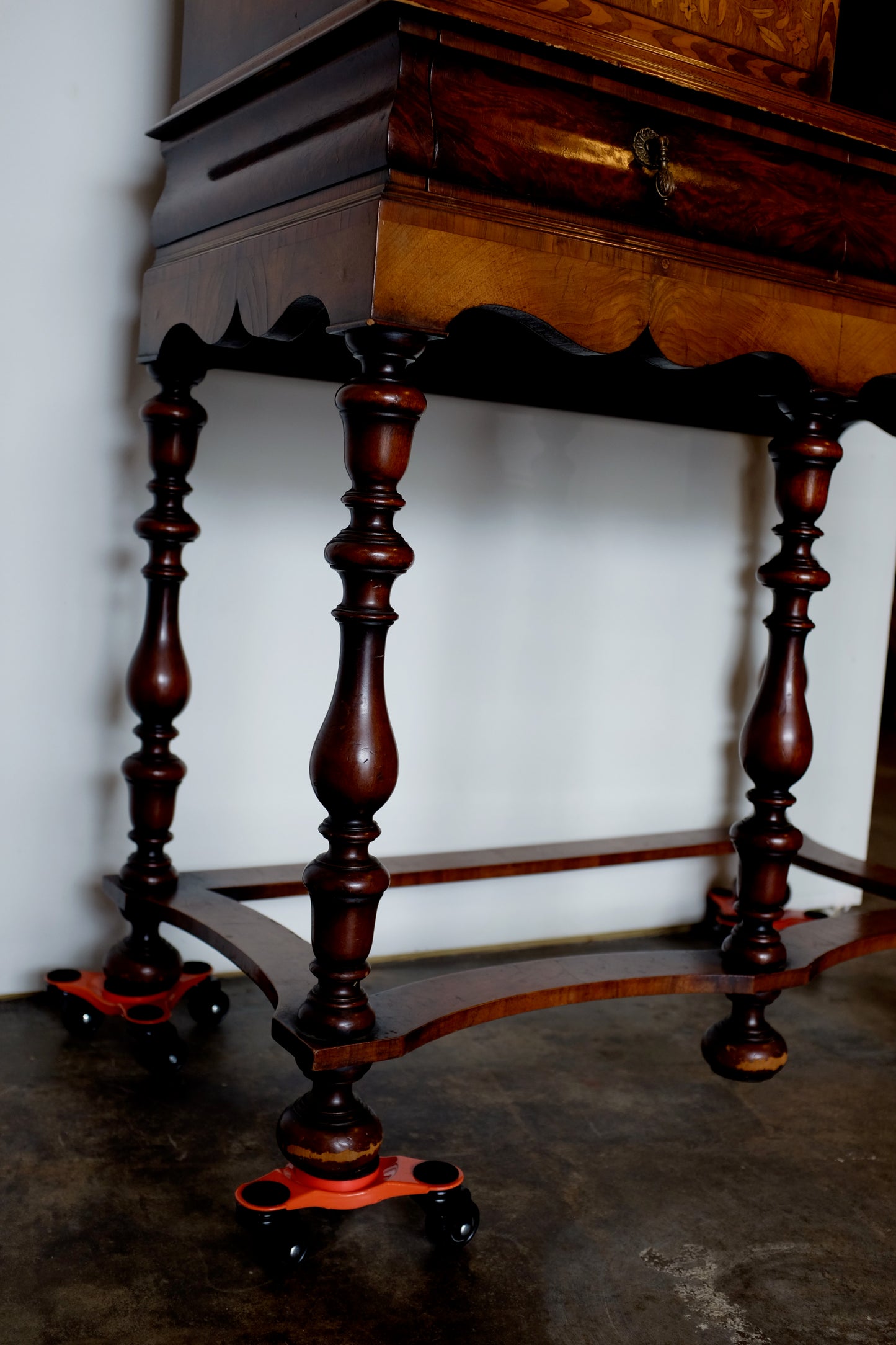 Natural Scene English Marquetry Wood Cabinet on Stand
