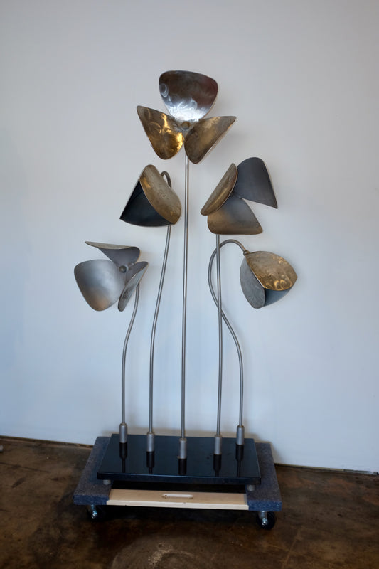 5' Metal Flowers Sculpture, Kenneth Nelson